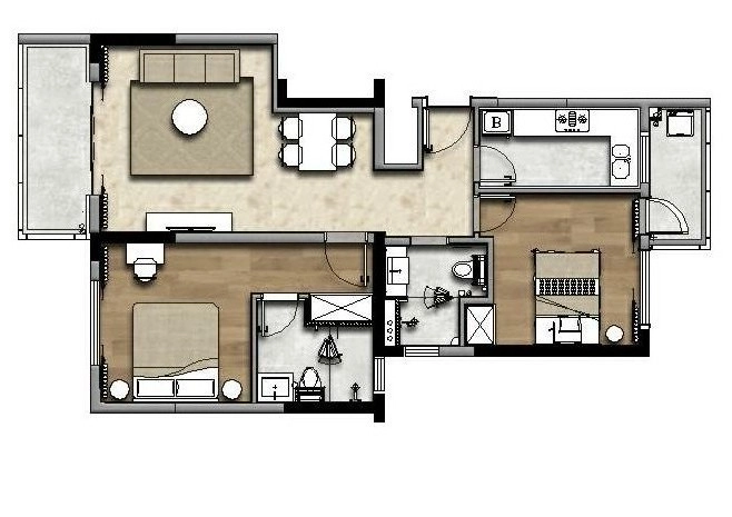 Standard 2-bdr Unit HomieHouse Service Apartment(10)